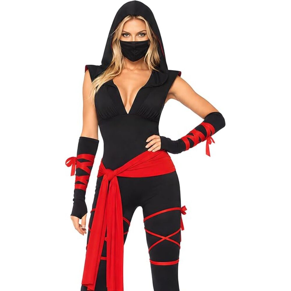 Women's Deadly Ninja Costume 4Pc Ninja Costume Sz Sm 2-6